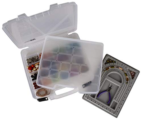 ArtBin 6962BB Quick View Bead Box, Portable Art & Craft Organizer with Bead Tray, Portable Art & Craft Storage Box, Clear