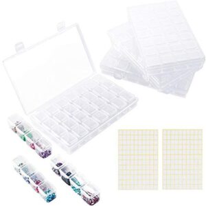 4 pack diamond embroidery boxes, 28 grids slot diamond painting beads storage boxes, 5d diamond painting accessories craft storage containers with marker stickers