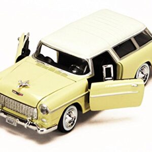 1955 Chevy Bel Air Nomad, Yellow - Motormax 73248 - 1/24 Scale Diecast Model Toy Car