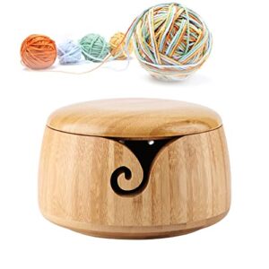 zjchao yarn bowl natural handmade crafted wooden yarn bowl with removable lid for knitting and crocheting, for mom and grandmother