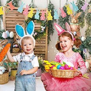 Easter Backdrop Rabbits Colorful Eggs Photography Background Spring Rustic Flower Stand Bunting Baby Shower Children Party Decoration Banner Photos Booth