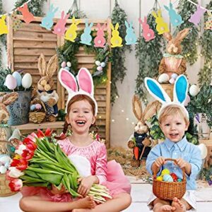 Easter Backdrop Rabbits Colorful Eggs Photography Background Spring Rustic Flower Stand Bunting Baby Shower Children Party Decoration Banner Photos Booth