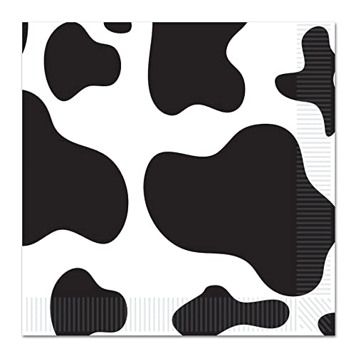 Beistle 16 Piece Cow Print Paper Napkins for Barnyard Animal Farm Birthday Party Supplies and Baby Shower Decorations