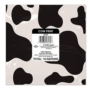 Beistle 16 Piece Cow Print Paper Napkins for Barnyard Animal Farm Birthday Party Supplies and Baby Shower Decorations