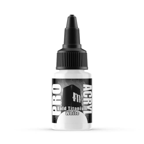 Monument Hobbies 001-Pro Acryl Bold Titanium White Acrylic Model Paints for Plastic Models - Miniature Painting, no-clog cap, comes loaded with glass agitator