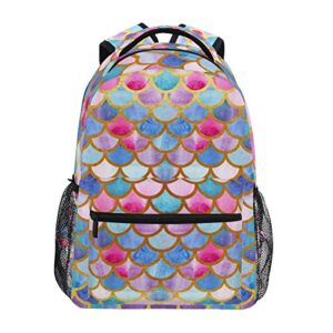 zzkko colorful mermaid scale boys girls school computer backpacks book bag travel hiking camping daypack