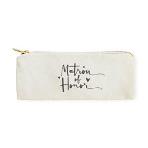the cotton & canvas co. matron of honor wedding cosmetic pouch, pencil case, bridal party gift and travel make up pouch