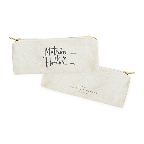 The Cotton & Canvas Co. Matron of Honor Wedding Cosmetic Pouch, Pencil Case, Bridal Party Gift and Travel Make Up Pouch