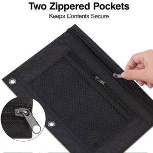 1InTheOffice Black Pencil Pouch, 3 Ring Binder Pencil Bag, Pencil Case with Double Pocket and Mesh Window, 4 Pack (Canvas Black)