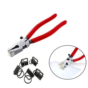 8 Inch Key Fob Pliers Attach Rubber Tips, Glass Running Plier for Key Fob Hardware Install and Stained Glass Work, with Adjustable Screw