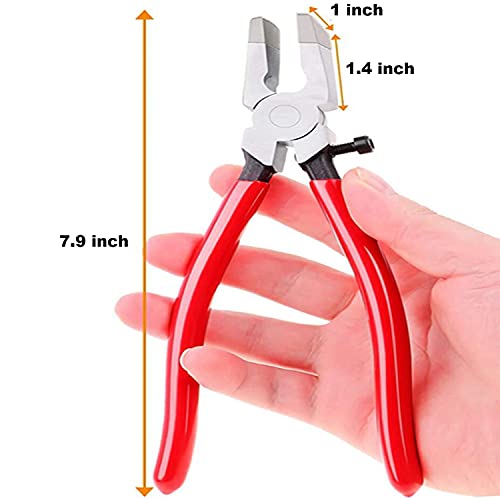 8 Inch Key Fob Pliers Attach Rubber Tips, Glass Running Plier for Key Fob Hardware Install and Stained Glass Work, with Adjustable Screw