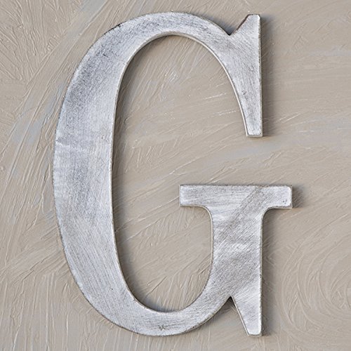 The Lucky Clover Trading G Wood Block, 14" L, Charcoal Grey Wall Letter, Gray