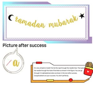 Ramadan Mubarak Banner Eid Mubarak Banner Gold GlitterEid Mubarak Decorations | Eid Mubarak Party Decorations Supplies Eid Mubarak Party Decorations（Coffee Gold and Black）