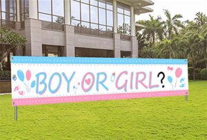 large boy or girl yard sign banner gender reveal party decorations hanging banner party supplies for outdoor birthday party decorations