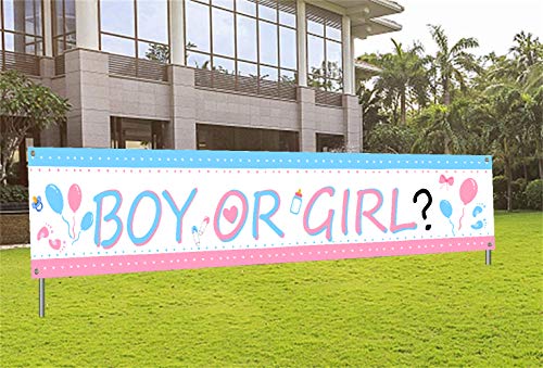 Large Boy or Girl Yard Sign Banner Gender Reveal Party Decorations Hanging Banner Party Supplies for Outdoor Birthday Party Decorations