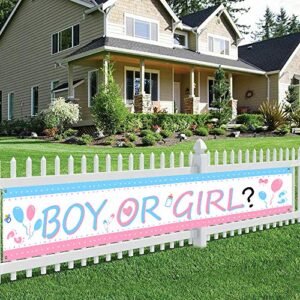 Large Boy or Girl Yard Sign Banner Gender Reveal Party Decorations Hanging Banner Party Supplies for Outdoor Birthday Party Decorations