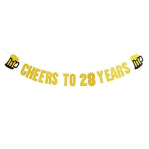 cheers 28th birthday decorations,cheers to 28 years bunting banner,god glitter 28 birthday and 28 anniversary party decorations.