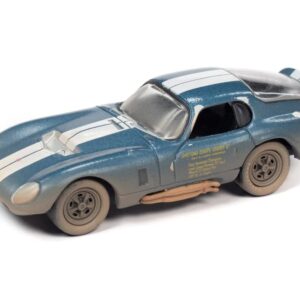 Johnny Lightning 1964 Shelby Cobra Daytona Coupe Viking Blue Met w/White Stripes Weathered Ltd Ed to 12834 pcs 1/64 Diecast Model JLSF023-JLSP231 A