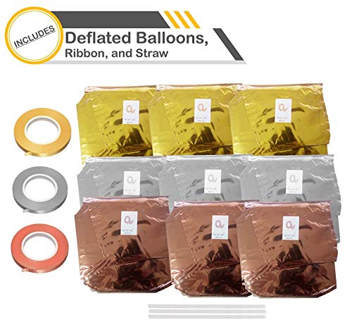 Envizins Custom Cursive Script Lowercase Gold, Rose Gold, Silver 16 inch Letter Foil Balloons, You Could Personalize a Phrase/Word/Number/Banner/Name. Straw and 32' Roll Ribbon Included