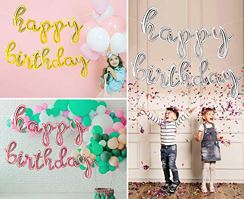 Envizins Custom Cursive Script Lowercase Gold, Rose Gold, Silver 16 inch Letter Foil Balloons, You Could Personalize a Phrase/Word/Number/Banner/Name. Straw and 32' Roll Ribbon Included