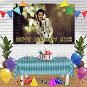elvis presley birthday banner personalized party backdrop decoration 60×42 inches – 5×3 feet