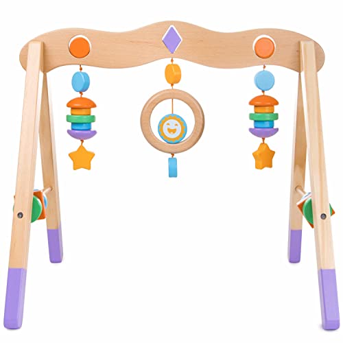 Little Olympians Wooden Baby Gym - Child Activity Center Newborns & Early Infants - Wood Mobile Interactive Play Station for Tummy Time - Educational & Developmental Learning Toys, Ages 0-5 Months