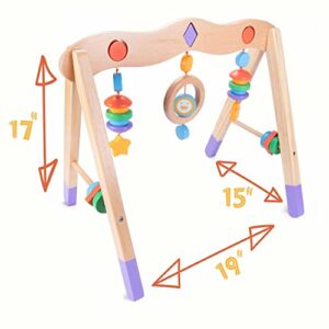 Little Olympians Wooden Baby Gym - Child Activity Center Newborns & Early Infants - Wood Mobile Interactive Play Station for Tummy Time - Educational & Developmental Learning Toys, Ages 0-5 Months