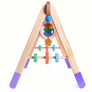 Little Olympians Wooden Baby Gym - Child Activity Center Newborns & Early Infants - Wood Mobile Interactive Play Station for Tummy Time - Educational & Developmental Learning Toys, Ages 0-5 Months