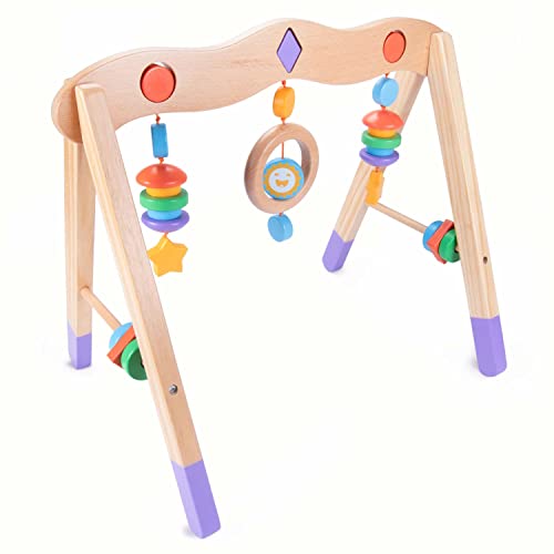 Little Olympians Wooden Baby Gym - Child Activity Center Newborns & Early Infants - Wood Mobile Interactive Play Station for Tummy Time - Educational & Developmental Learning Toys, Ages 0-5 Months