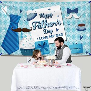 XtraLarge, Happy Fathers Day Banner - 72x44 Inch | Happy Fathers Day Decorations | Happy Fathers Day Backdrop for Photography | Happy Father's Day Party Decorations | Blue Fathers Day Decorations