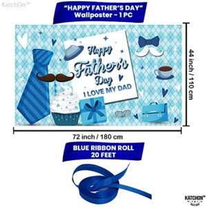 XtraLarge, Happy Fathers Day Banner - 72x44 Inch | Happy Fathers Day Decorations | Happy Fathers Day Backdrop for Photography | Happy Father's Day Party Decorations | Blue Fathers Day Decorations