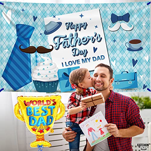 XtraLarge, Happy Fathers Day Banner - 72x44 Inch | Happy Fathers Day Decorations | Happy Fathers Day Backdrop for Photography | Happy Father's Day Party Decorations | Blue Fathers Day Decorations