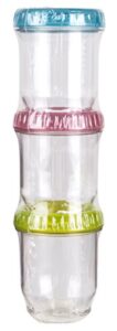 artbin 6941ad twisterz tall 3-pack, small art & craft organizers, 3.4 fluid oz, [3] interlocking plastic jars, clear with multicolored lids, multi colored, 3 piece