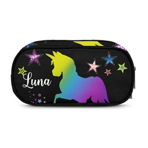 Custom Pencil Pen Case, Personalized Pencil Bag Pouch Box with Zipper, Pencil Pouch for School Office and Travel Colorful Unicorn