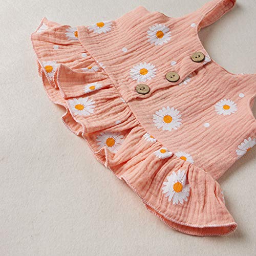 Noubeau Toddler Baby Girl Outfits Daisy Ruffles Halter Crop Top Bloomers Shorts Girl Summer Clothes (Pink, 4-5 Years)