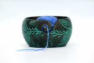 star handicrafts wooden yarn bowl, 7 x 4 inches knitting yarn bowls with holes crochet bowl holder handmade yarn storage bowl for diy knitting crocheting accessories.