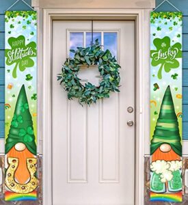st. patrick’s day door banner-shamrock gnomes porch signs irish happy st. patrick’s day party supplies green gnomes lucky banner for st. patrick’s day outdoor decorations