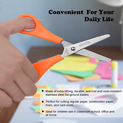 Scissors Bulk for Kids, EZZGOL 96 PACK 5” Safety Blunt Tip Student Scissors, 6 Assorted Colors Kid Craft Scissors for Cutting Regular Paper,Construction Paper,Cards