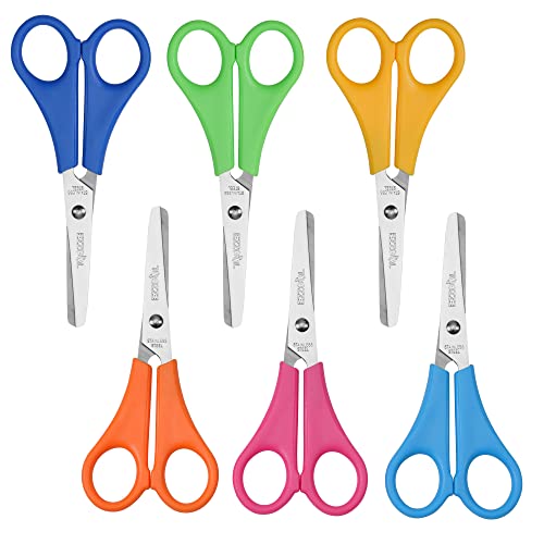 Scissors Bulk for Kids, EZZGOL 96 PACK 5” Safety Blunt Tip Student Scissors, 6 Assorted Colors Kid Craft Scissors for Cutting Regular Paper,Construction Paper,Cards