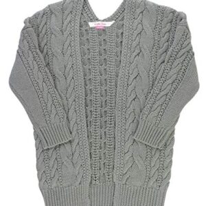 RuffleButts® Girls Gray Chunky Knit Open Style Cardigan - 12-24m