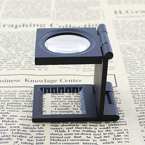 Yosoo 10X 28mm Mini Three-Folding 10X Magnifier Zinc Alloy Magnifier Magnifying Glass with Scale for Textile Optical Jewelry Tool