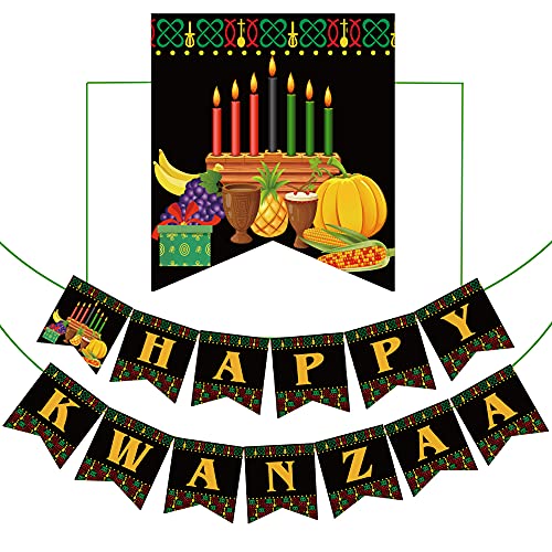 Happy Kwanzaa Banner Party Decoration Supplies - African Heritage Holiday Paper Hanging Banner Kwanzaa Decorations