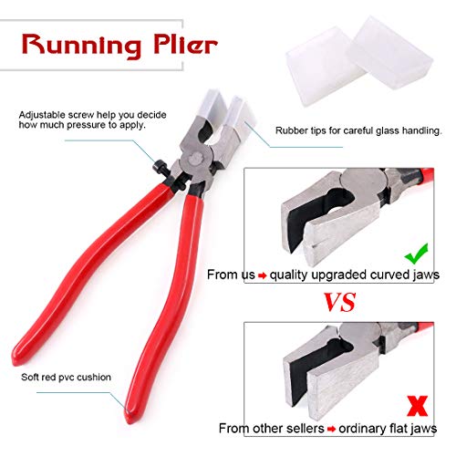 Hilitchi 5Pcs Wheeled Glass Tile Nipper Running Plier Breaking Grozer Plier Pistol Grip Glass Cutter with Bonus Hex Wrench Heavy Duty Stained Glass Tools Mosaic Tools Assortment Kit for Stained Glass