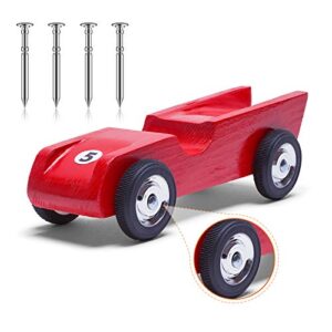 4 Pieces Car Axles Compatible with Pinewood Polished and Graphite Coated Axles for Reducing Friction and Increasing Speed