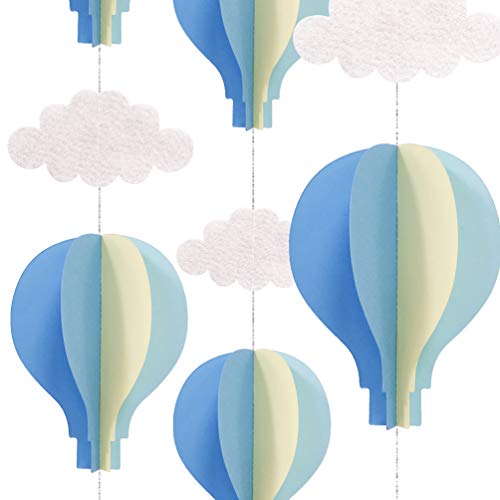 Azowa Big Size Hot Air Balloon Decorations Blue Paper Hanging Garlands Pack of 4