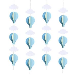 Azowa Big Size Hot Air Balloon Decorations Blue Paper Hanging Garlands Pack of 4