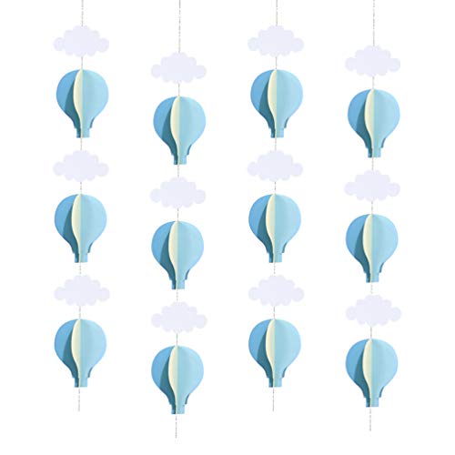 Azowa Big Size Hot Air Balloon Decorations Blue Paper Hanging Garlands Pack of 4