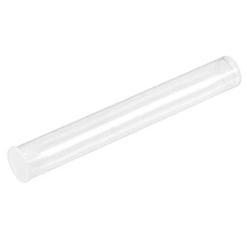 MECCANIXITY Clear Storage Tube 0.6"x5"(15mmx124mm) Lightweight for Bead Containers, Craft, DIY with White Caps 4 Pack