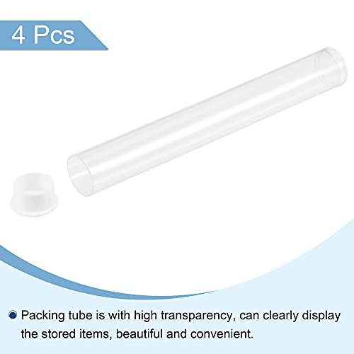 MECCANIXITY Clear Storage Tube 0.6"x5"(15mmx124mm) Lightweight for Bead Containers, Craft, DIY with White Caps 4 Pack