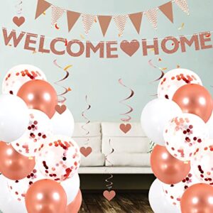 RUSUANJUN 18 Pcs Welcome Home Banner Glitter Welcome Back Balloon Banner Decorations Kit Homecoming Party Decorations Welcome Home Decorations for Welcome Home Party Decorations Welcome Home Sign